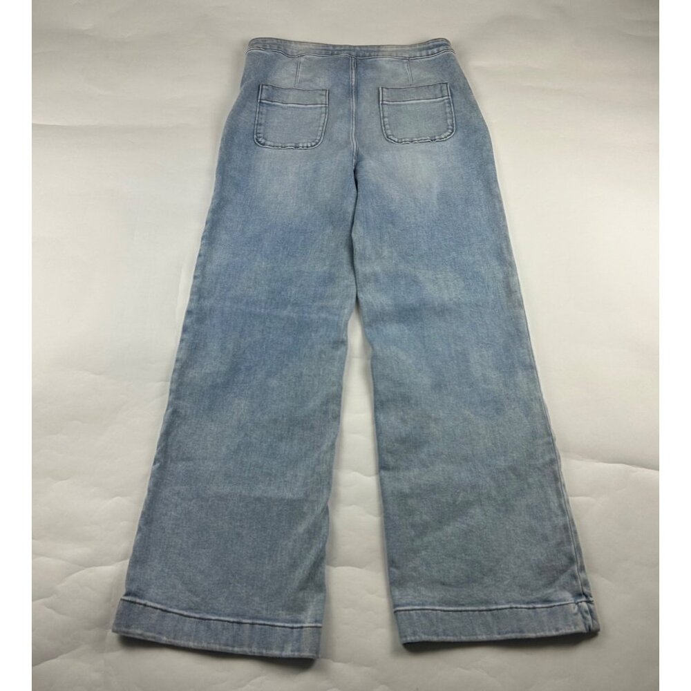 LC Lauren Conrad Acid Wash Stretch Denim High Rise Wide Leg Jeans 14 - Picture 5 of 6